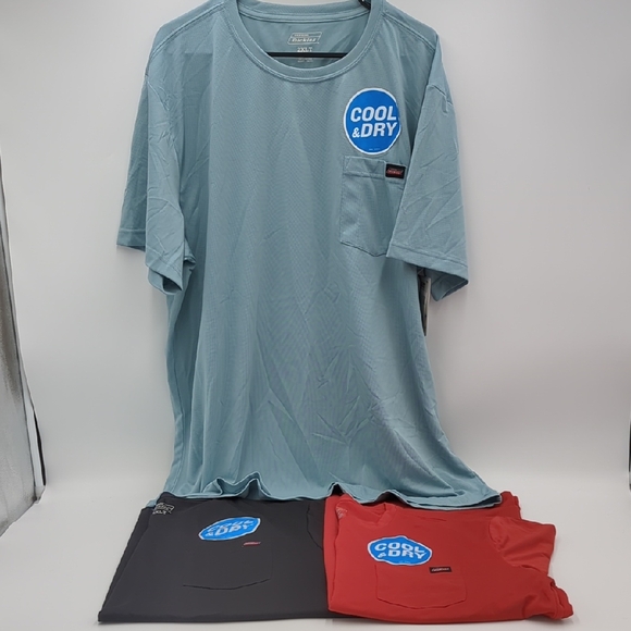 Dickies Cool & Dry Men's Short Sleeve Tees Set Of 3 Black Blue Orange 2XLT NWT - Picture 1 of 7